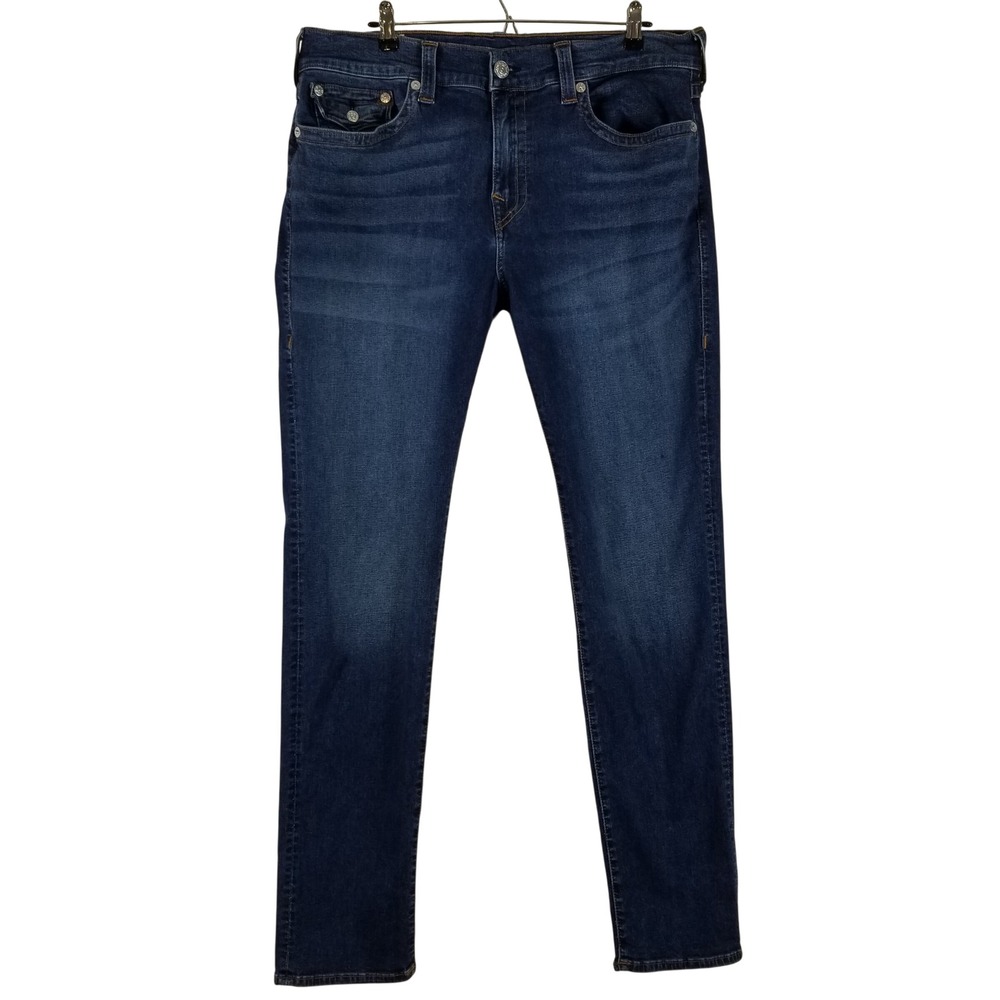 True‎ Religion Rocco Relaxed Skinny Jeans Mens 38 Blue Indigo Horseshoe Pockets